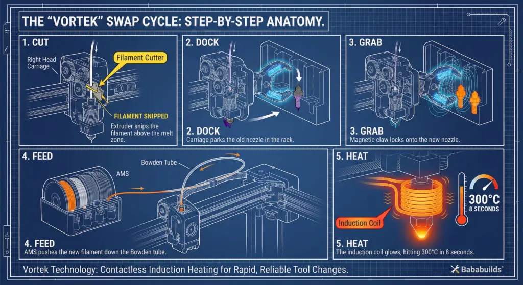 The 6 Nozzle H2C 3D Printer: Engineering Marvel or Expensive Overkill? 2 Vortex Swap Cycle
